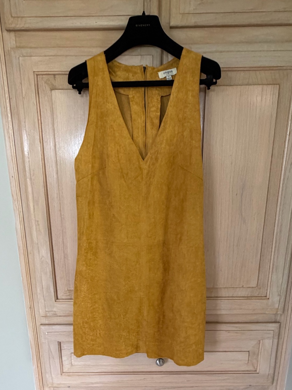 Umgee Mustard Yellow Suede-Look V-Neck Sleeveless Camisole Dress
